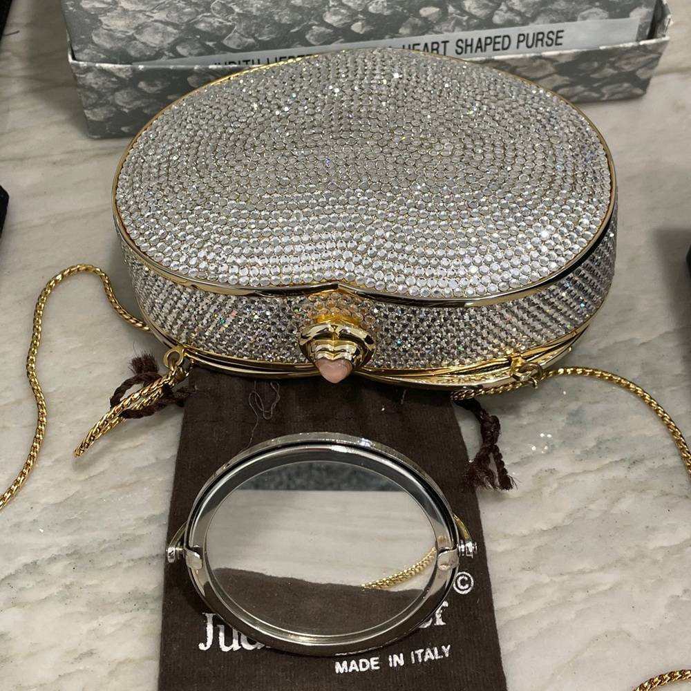 Judith Leiber vintage crystal heart clutch